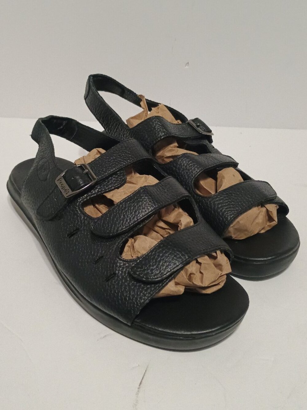 Propet Breeze Walker W0001 Black Leather Sandals Women 11 XX 4E Extra Wide